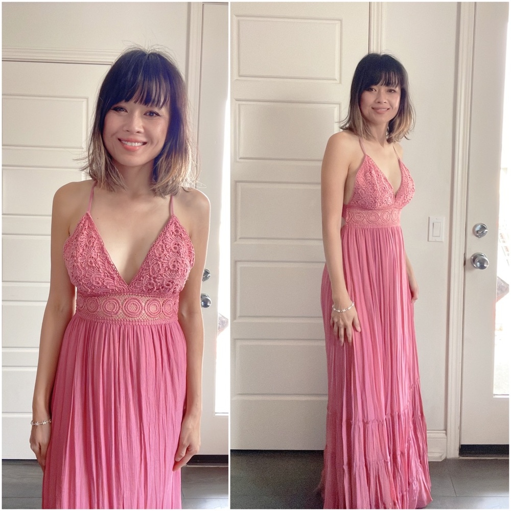029 Boho Floral Embroidered Lace Criss Cross Maxi Dress - Picture 5 of 5